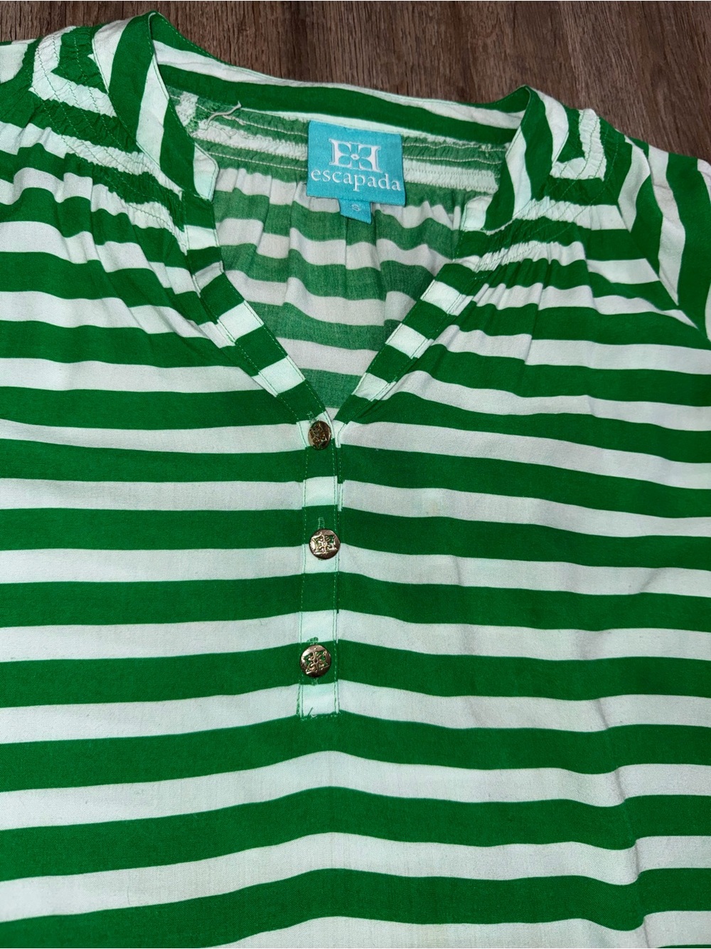 Escapada Green Stripe Tunic Top – Size Sm - Picture 8 of 14